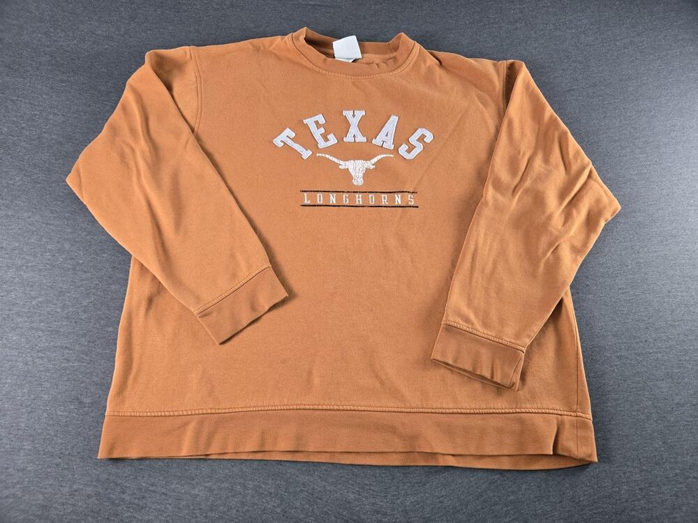 Texas Longhorns Sweatshirt Mens XL Orange NCAA Football Champion Crewneck Top